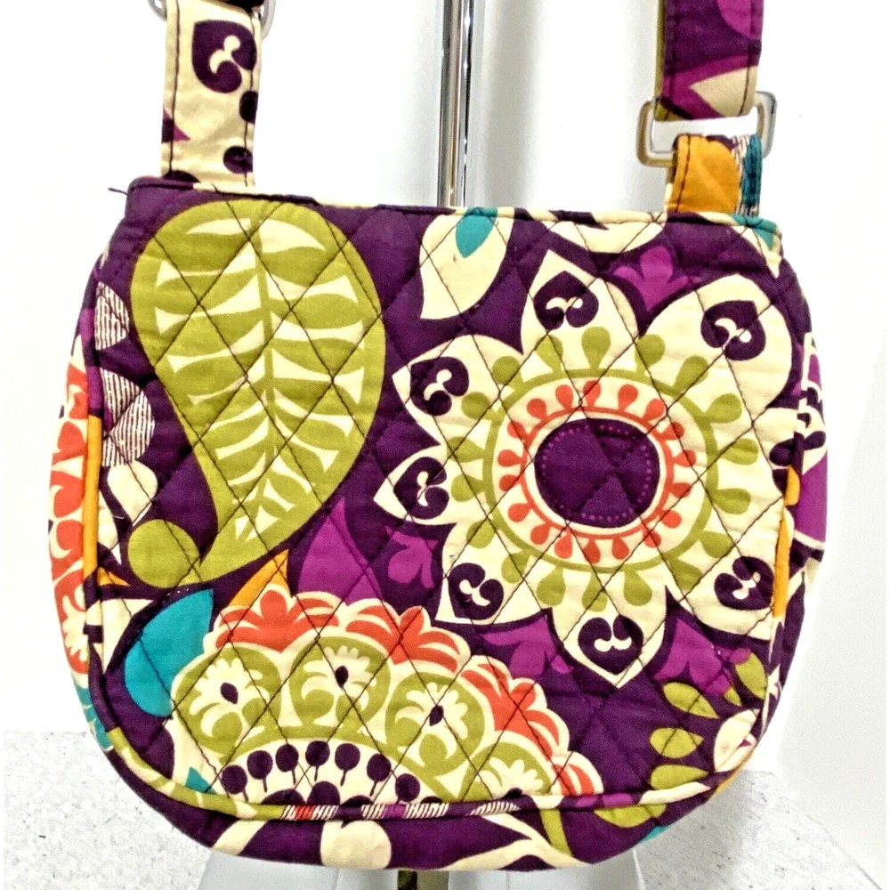 Vera Bradley Plum Crazy 2013 Small Crossbody Purse Organizer Bag Purple Floral_7